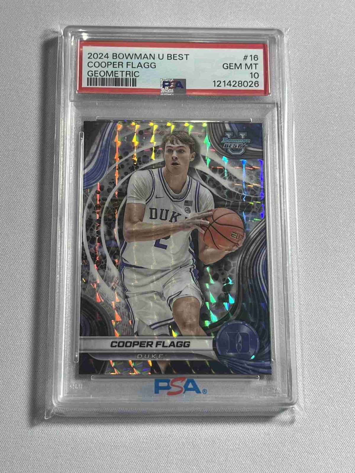 2024 Bowman University Best COOPER FLAGG #16 Geometric Refractor PSA 10