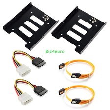 2x 2,5" auf 3,5" Einbaurahmen SSD HDD Festplatten Adapter Halterung + Kabel DE