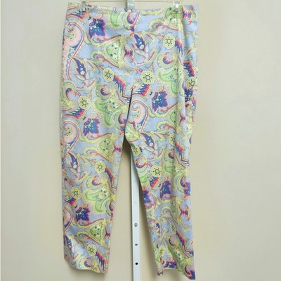 Vtg Lauren Ralph Lauren Petite Paisley Print Ankle Pants 8P Preppy Resort Office
