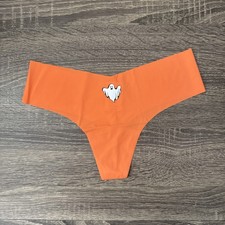 Pink By Victoria  s Secret, Small Orange Halloween No-Show Thong Panties