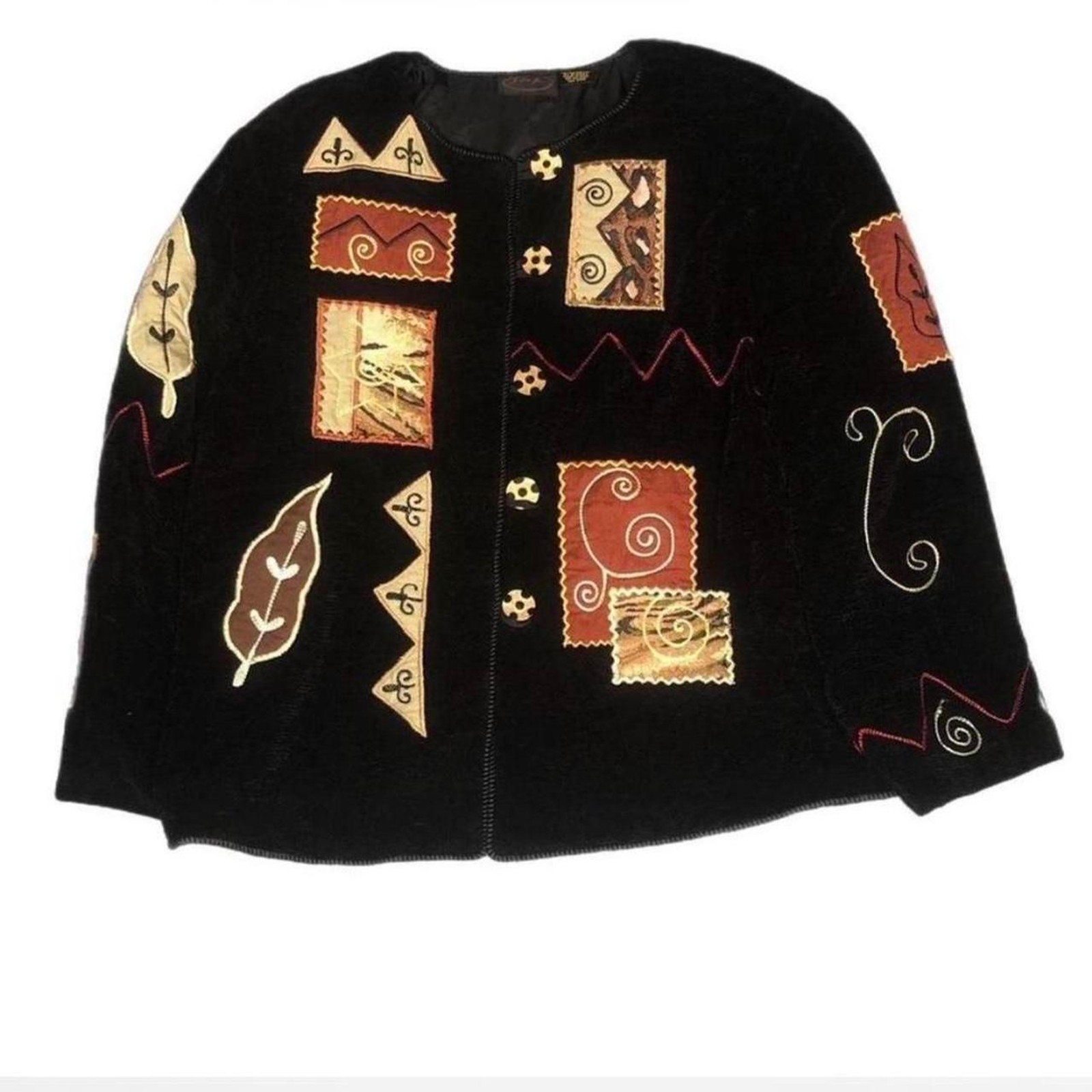 Black Coat With Patch Like Design - image 1