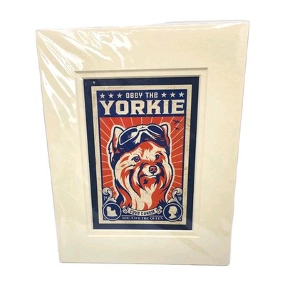 Matted Pop Art Dog Print 8x10 Obey The Yorkie Dog Save The Queen Cave Canem