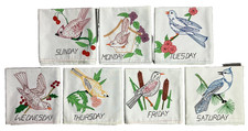 Vintage 7 Days Of The Week Dish Towels Printed Wild Birds 24"x 32" Nice