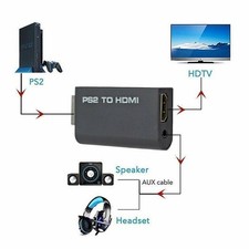 PlayStation 2 PS2 to HDMI Converter Adapter Adaptor Cable HD RCA AV Audio Video
