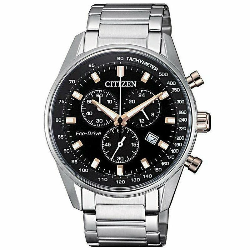 Citizen Men's Eco-Drive Chronograph Stainless Steel Watch AT2396-86E NEW
