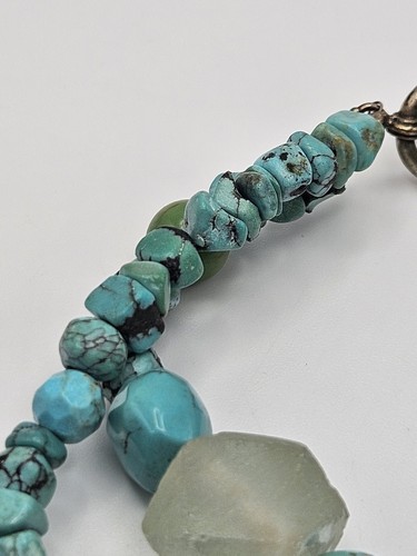 Vintage Turquoise Glass 2 Strand Beaded Bracelet Toggle Clasp - Picture 3 of 14