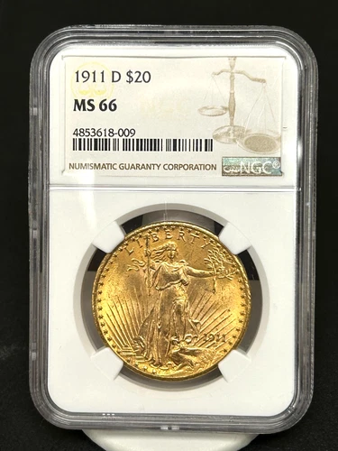 1911-D St Gaudens $20 Gold - MS66 - NGC - Rich Luster