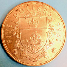 STERLING SILVER BAHAMAS; 4 Coin Lot - 1966; 5$ Pirate, 2 and 1 Dollars, 50 Cents