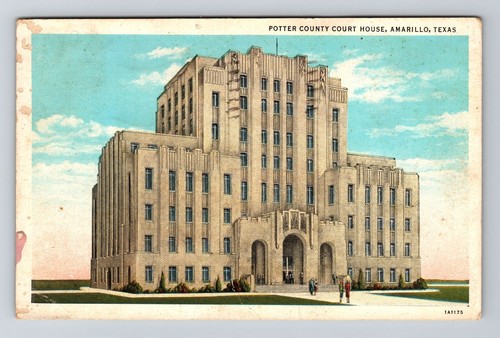 Amarillo TX-Texas, Potter County Court House Vintage c1934 Souvenir Postkarte