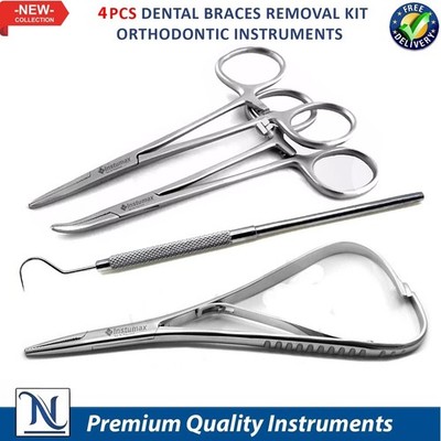 4 Pcs Dental Braces Removal Kit Ortho Tools | Bracket Remover German Steel