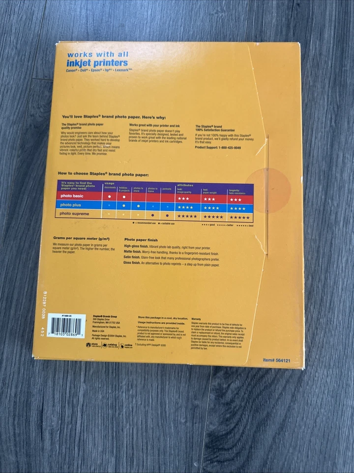 NEW Sealed Staples Photo Supreme Paper 8 1/2" x 11" Dble Sided Matte 50 Pack - Image 2 of 2