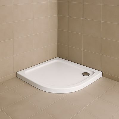Duschwanne 900 mm x 900 mm Viertelkreis - 30 mm flaches Profil + gratis Ablaufwanne