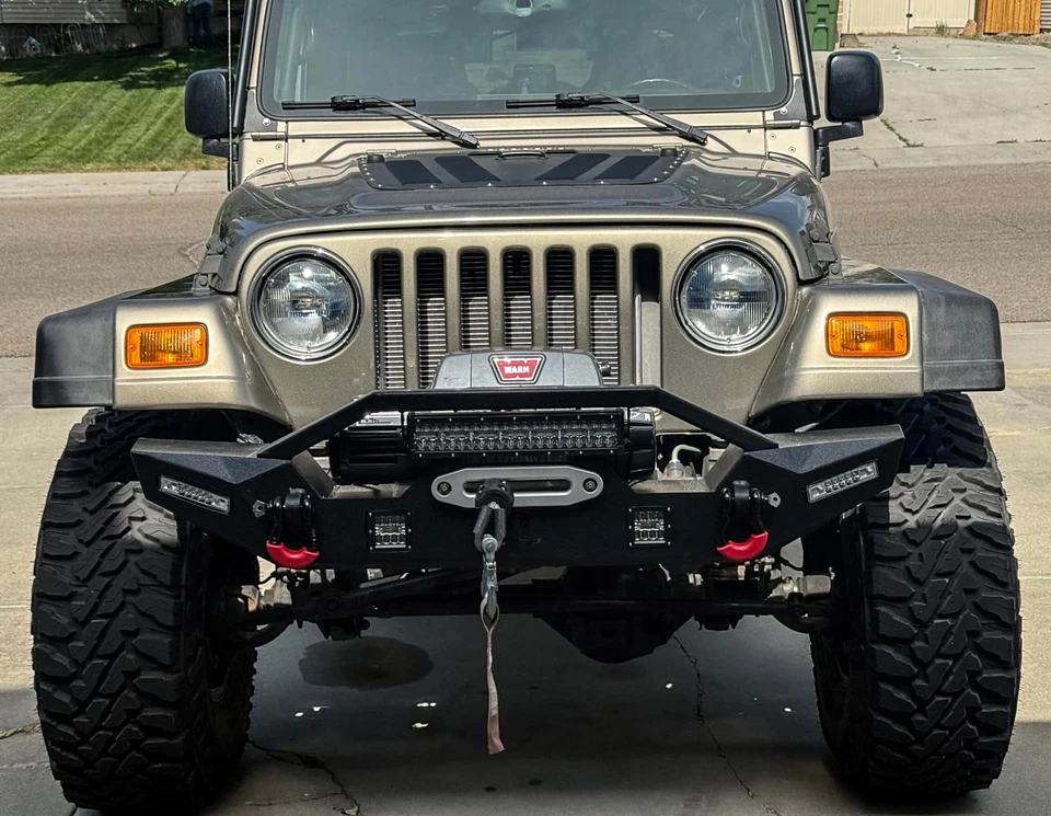 Vijay For 1997-2006 Jeep Wrangler TJ Front Bumper with Winch Plate + LED Lights Foto 3 de 4