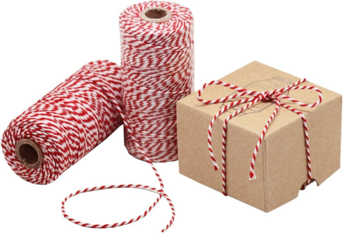 Cotton Bakers Twine Red & White 100M (328 Feet), Packing String, Durable Rope...