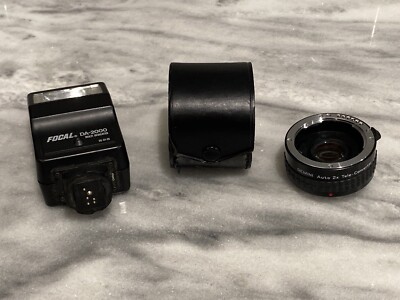 Lot Vintage GEMINI Auto 2x Tele Converter P/K + Case + FOCAL DA-2000 Flash