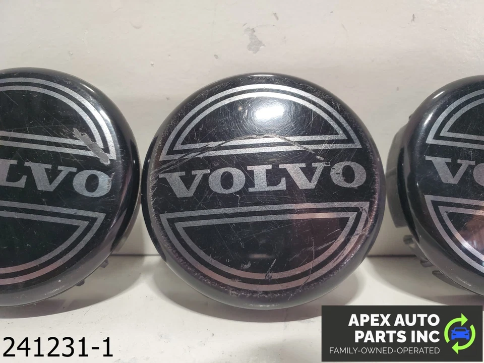 OEM 2003-2006 Volvo XC90 2.9L BLACK CENTER WHEEL HUB CAPS COVER LOGO RIMS - Image 3 of 4