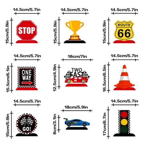 Race Car Two Fast Birthday Table Honeycomb Centerpieces 9pcs Let's Go Racing Hap - Picture 4 of 7