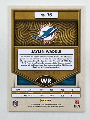 Jaylen Waddle 2022 Panini Gold Standard /99 #76 Sports NFL