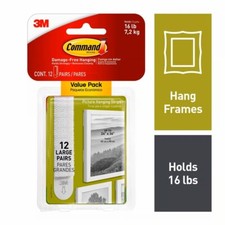 3M Command White Large Picture Hanging Strips 12 pk, Holds 16 lbs 0.92 per strip