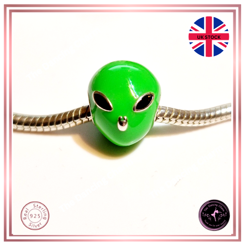đź’–Green ALIEN Charm Bead Pendant Unbranded S925 Sterling Silverđź’– - Picture 1 of 4