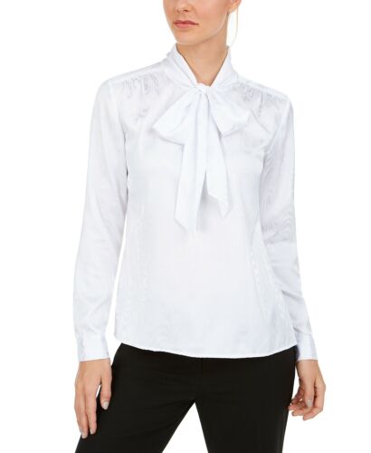 NWT CALVIN KLEIN WHITE CAREER BOW NECK BLOUSE SIZE M SIZE L SIZE XL $79 - Picture 3 of 5
