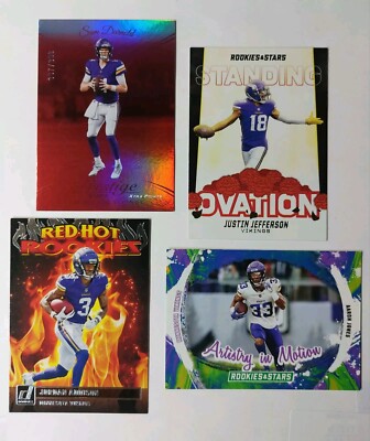 Minnesota Vikings Football Card Lot - Jefferson, Addison, Jones & Darnold  #/399