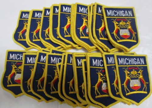 Michigan State Flag Patch Embroidered 50 Pc 3 x 3.5-inch Emblem Iron on, Sewing - Picture 2 of 3