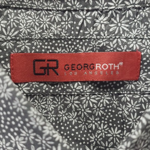 Georg Roth Los Angeles Shirt Mens XL Gray White Pima Cotton Flip Cuffs Button-Up - Picture 7 of 13