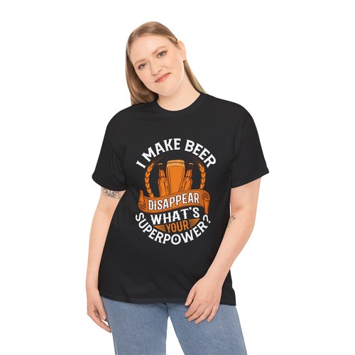 "Camiseta Cerveza Beber Cerveza Unisex Algodón Pesado ""Superpower"""" - Imagen 5 de 87