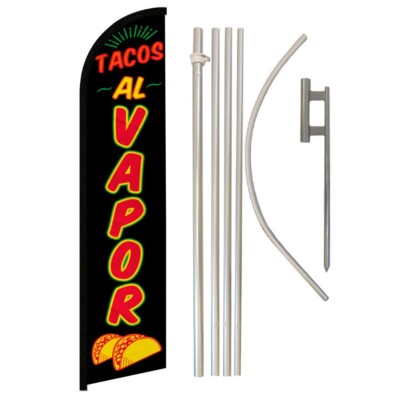 Tacos Al Vapor Full Curve Windless Swooper Flag Pole Kit Concessions Food