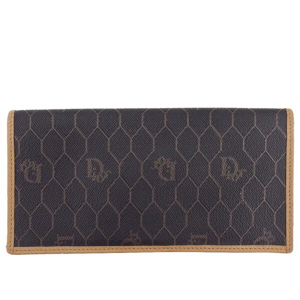 Christian Dior porte billets nid d'abeille x beige PVC x cuir authentique occasion h968