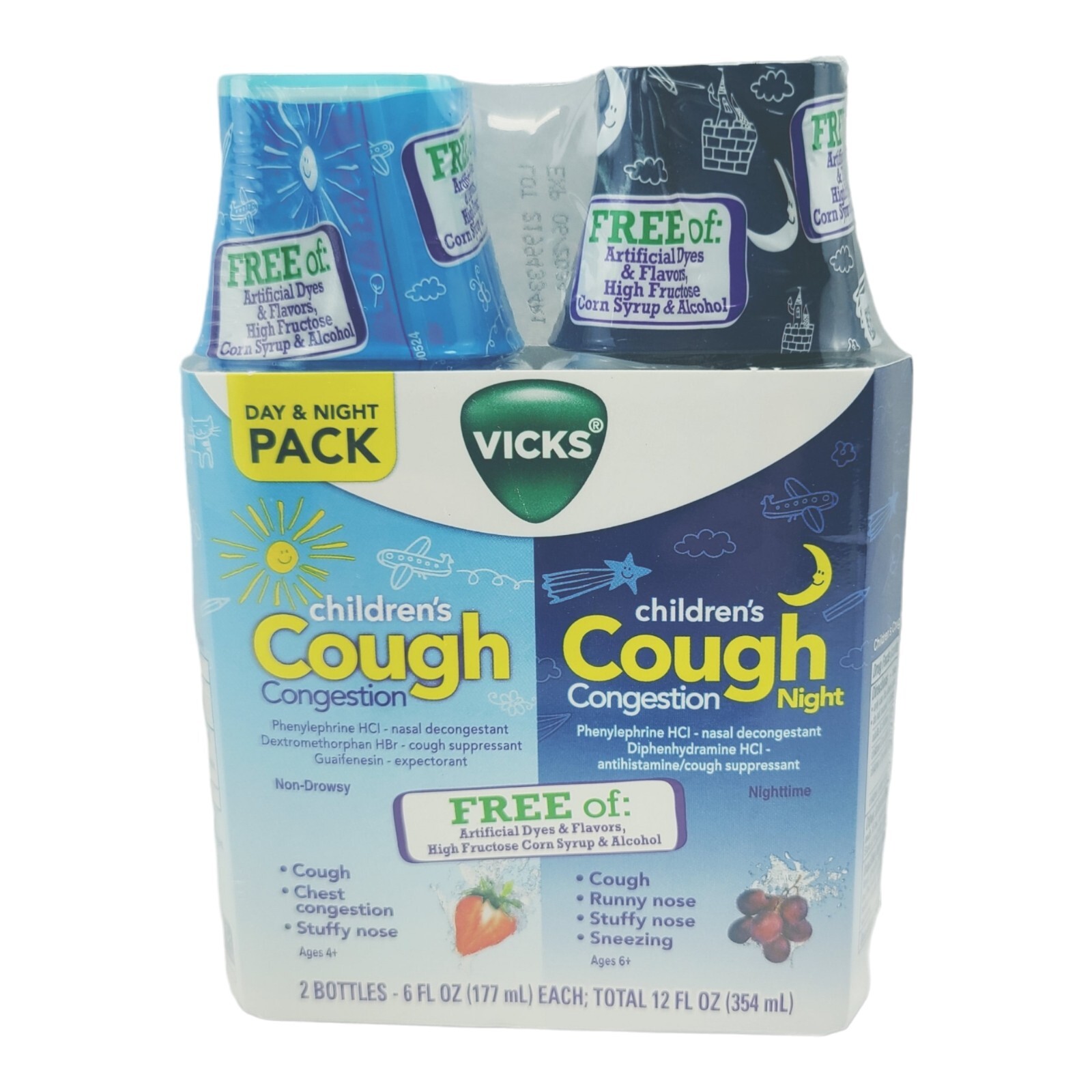 Vicks Childrens Cough & Congestion Relief Day & Night Liquid Combo 12oz