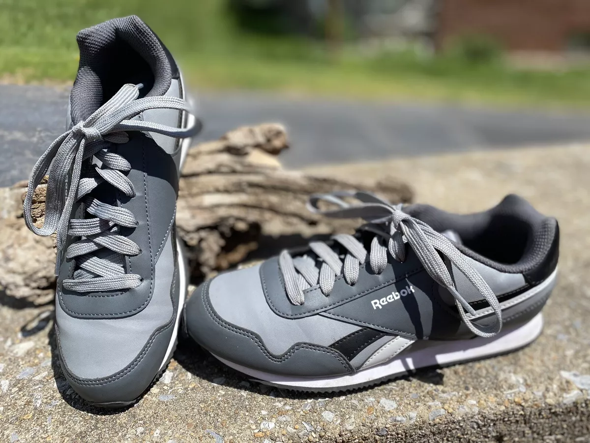 Women's Reebok Classic Black-Gray Leather Tennis Shoe Athletic Size 6 | eBay