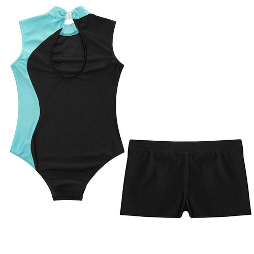 Kinder Mädchen Ballett Tanz Trikot mit Shorts Gymnastik Body Skaten Sportbekleidung - Bild 16 von 49