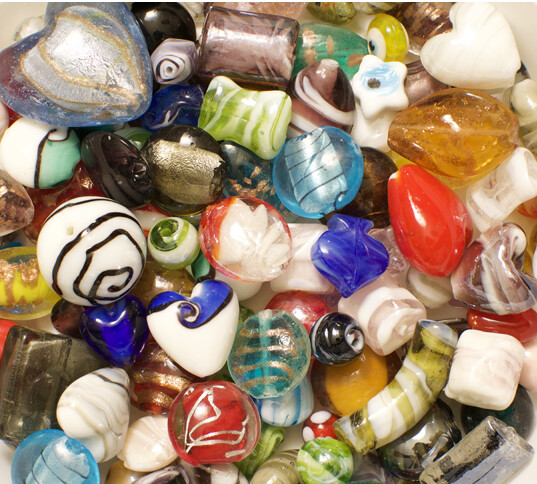 Lampwork Beads, 1/2# bulk, Mixed Styles/Colors, Handmade Glass