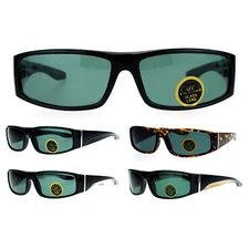 SA106 Glass Lens Rectangular Mens Plastic Frame Thick Arm Sunglasses