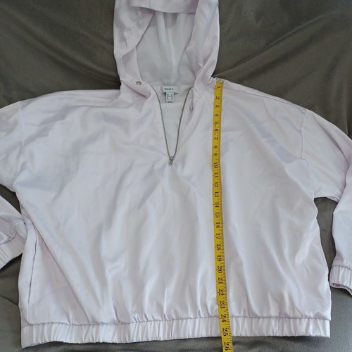 Forever 21 Women's Size 2XL White/Light Pink 1/4 Zip Shiny Pullover Jacket - Picture 6 of 7