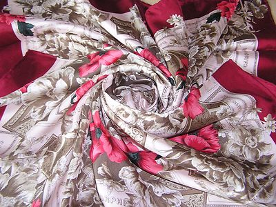 Foulard En Soie 100% Fait Main – Roulotté Main 78cm, Vintage Marron