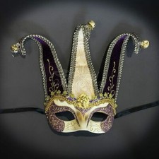 Jolly Jester Masquerade Mask Gold Purple M7052