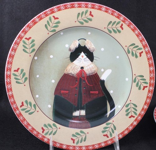 Oneida HOLIDAY CATS 4 Salad Plates Various Designs Sakura GREAT CONDITION - Picture 2 of 7