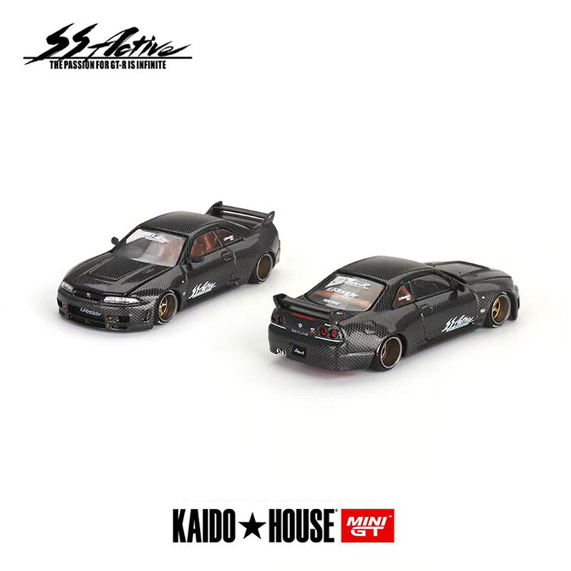 Kaido+MINIGT 1:64 Model Car Skyline GTR (R33) Metal Full Carbon Black #KHMG116