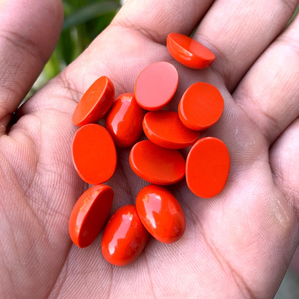 Cabujones Turquesa Roja, Cabujones Turquesa Roja, Cabujones Ovalados, Lote al por mayor Foto 3 de 4