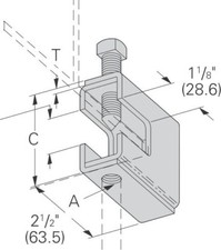 B-Line B308SS4, 2-1/2", 1/4" Jaw, 1/2" Screw, 304 Stainless, Beam Clamp, 1pc