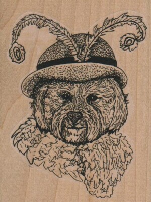 Red Hat Dog 2 3/4 x 3 1/2'' Rubber Stamp, Dog Stamp, Dog Lover Stamp