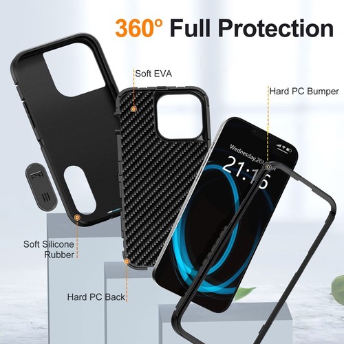 For iPhone 12 Pro Max/12 Pro/12 Heavy Duty Kickstand Case Cover / Tempered Glass - Picture 5 of 38