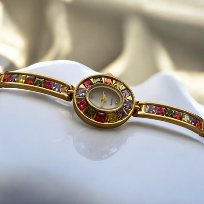 Women's Gemstone Watch Stainless Steel Gemstone Watch Ladies Quartz Watch