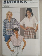Vintage 1980s Butterick Pattern 6471 Misses Button Down Shirts Sizes 8 10 12