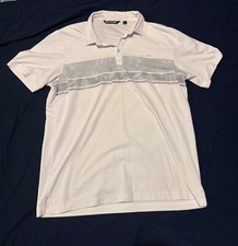 Travis Mathew Mens X Large White Stripes Short Sleeve Golf Casual Polo Shirt XL