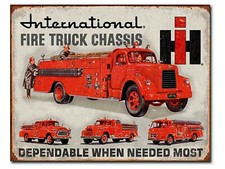 Feuerwehr Schild 30 x 40 cm groß USA Feuerwehrauto IH Feuerwache Poster *033