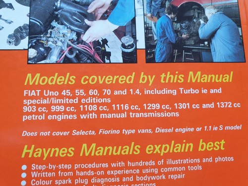 Fiat Uno (Petrol Models Inc. Turbo) 1983-1992 Haynes Owners Workshop Manual - Picture 7 of 7